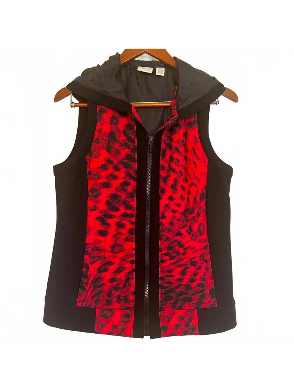 Chico's Zenergy Black and Red Hooded Vest